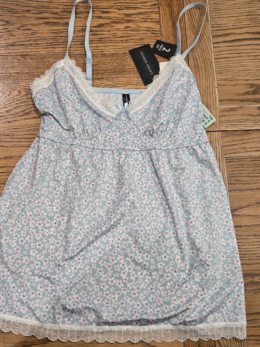 Laura Ashley Girls' Light Blue Floral Lace-Trim Nightdress